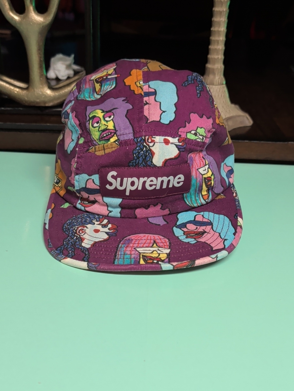 Supreme Gonz Purple Graphic Faces 5-Panel Cap